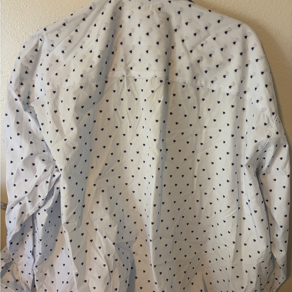 Frank & Eileen McKenzie Women’s White Shirt with Blue OS $308 button down - Picture 7 of 9